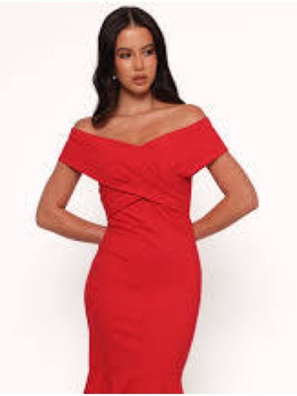 Petal & Pup Red Shoulder Bodycon Dress